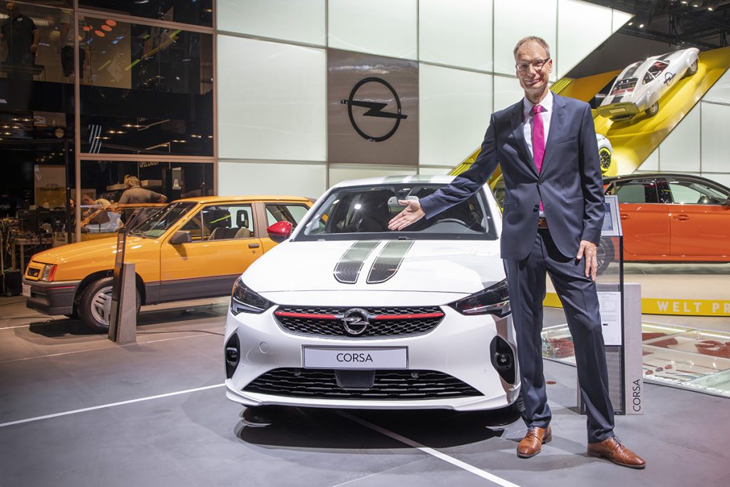 IAA 2019 - Michael Lohscheller, Opel Automobile GmbH, mit dem neuen Opel Corsa